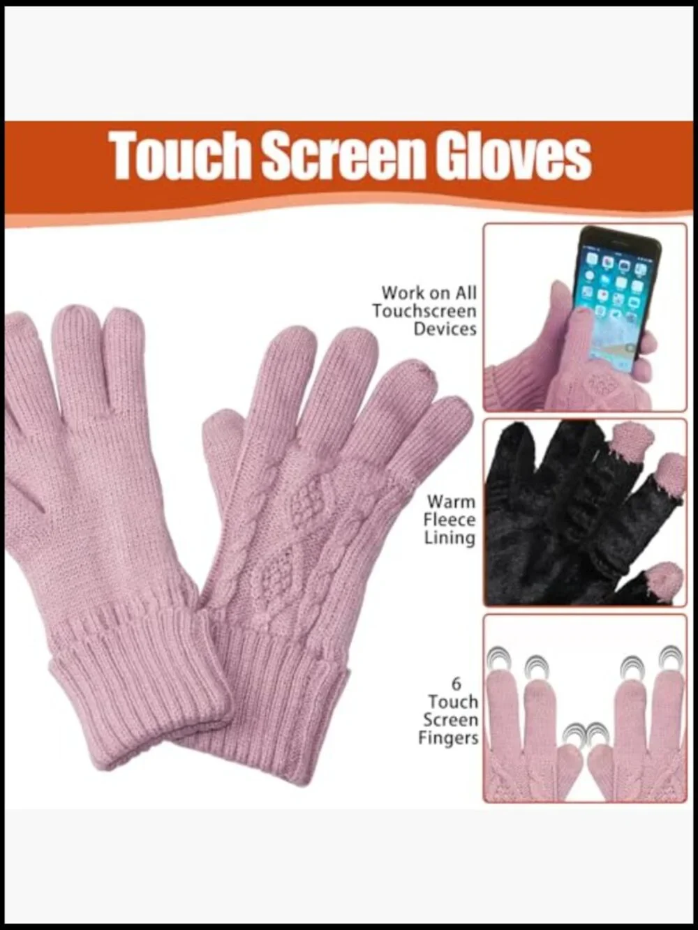 3-Piece Knit Hat Scarf Gloves Set with Pom Pom Touchscreen Gloves